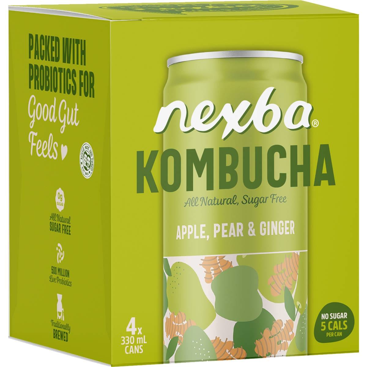 Nexba Kombucha Apple Pear & Ginger Drink Cans