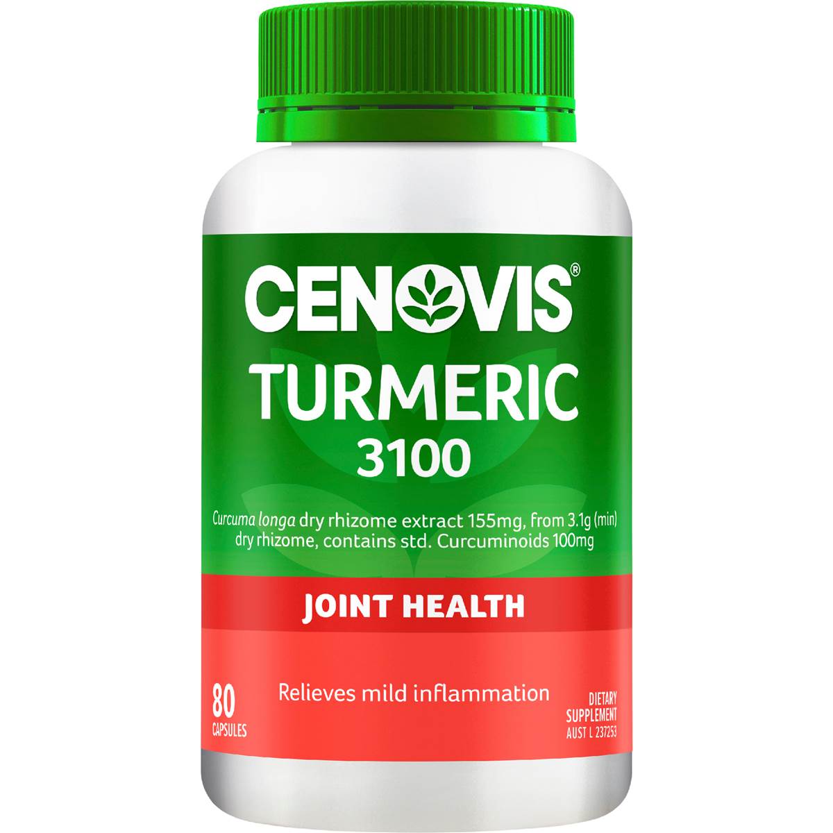 Cenovis Turmeric 3100 Capsules With Curcuminoids For Joint Health 80 pack