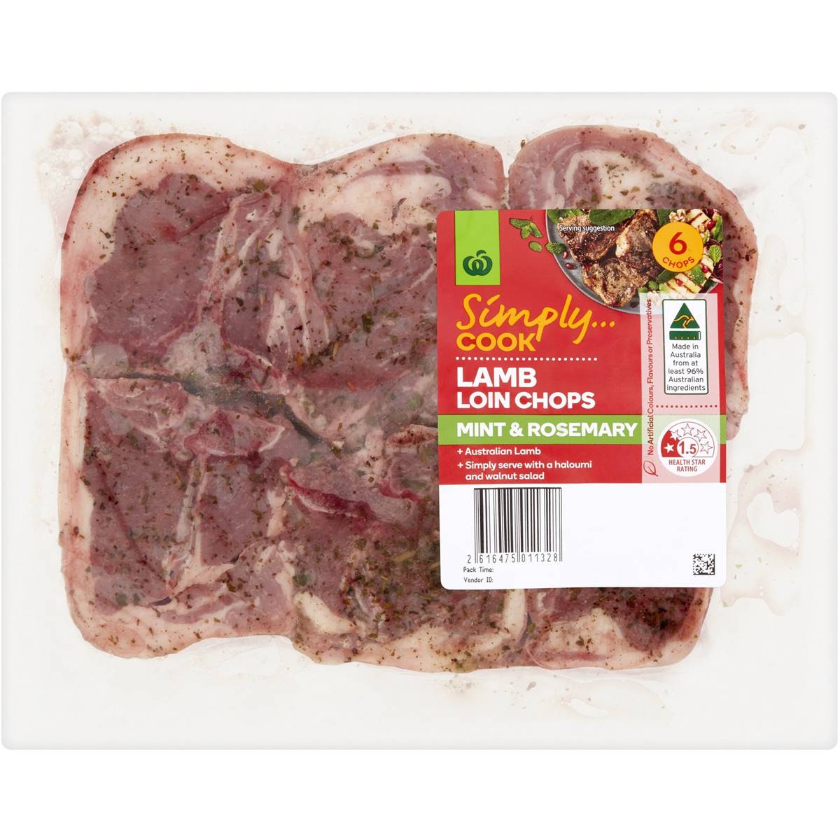 Woolworths Marinated Lamb Loin Chops Mint & Rosemary min. 500g Woolworths