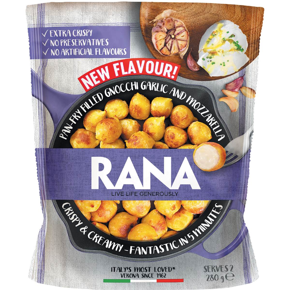 Rana Pan Fry Filled Gnocchi Garlic & Mozzarella 280g