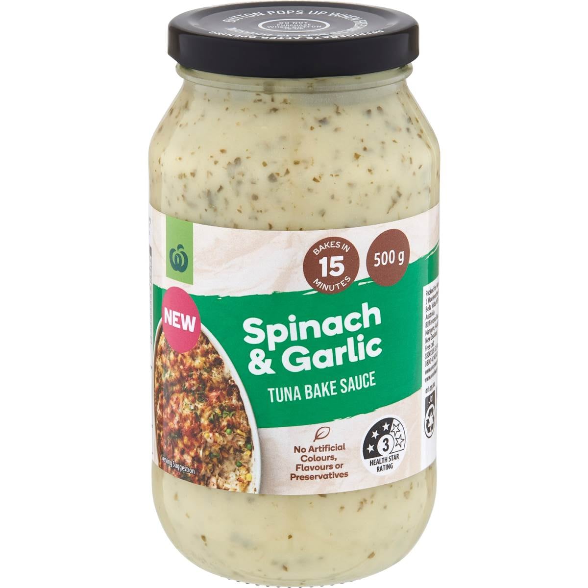Woolworths Spinach & Garlic Tuna Bake Sauce