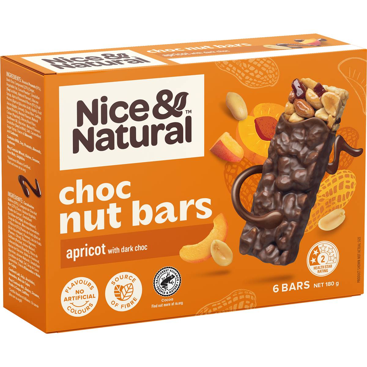 Calories in Nice & Natural Chocolate Nut Bar Apricot Calorie Counter