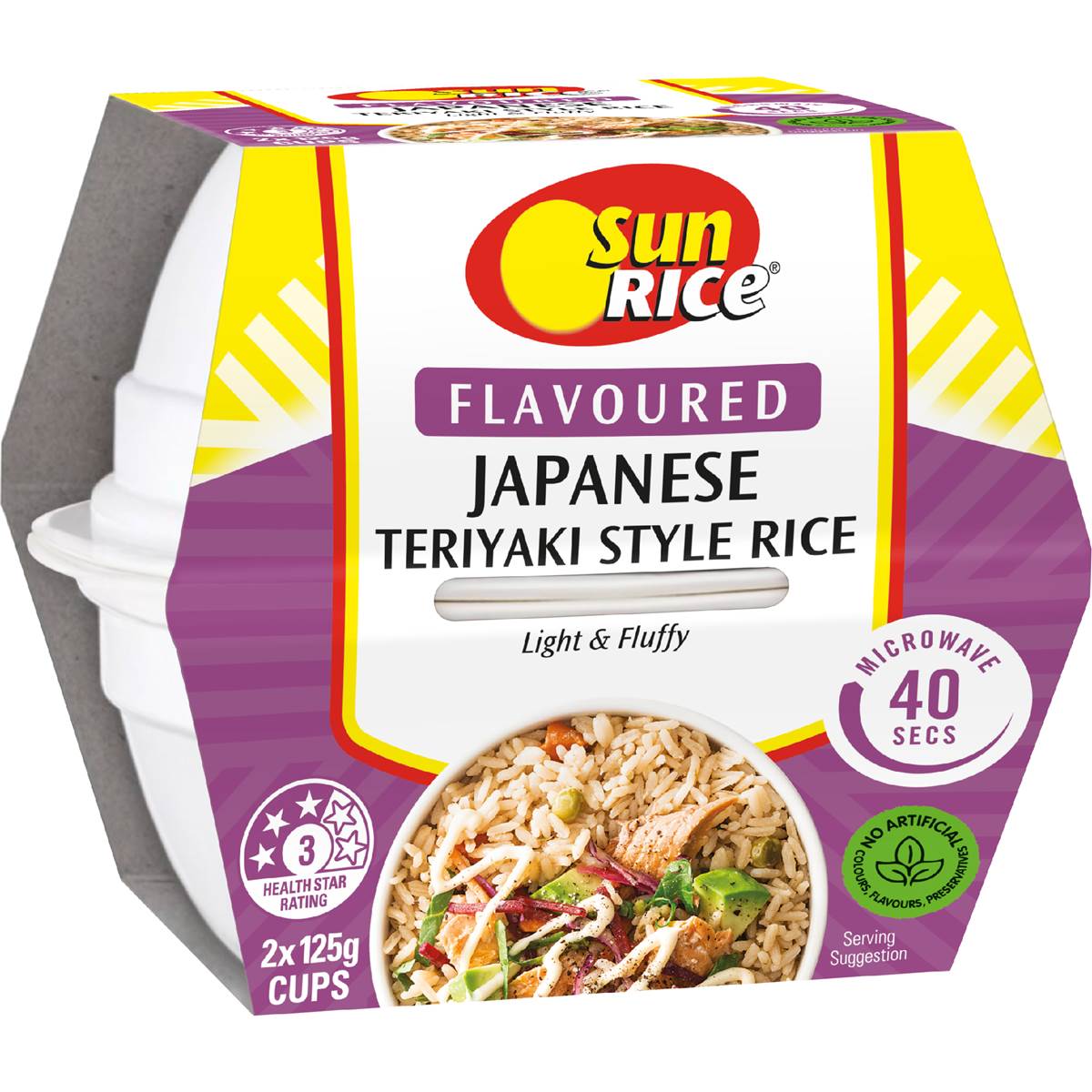 Sunrice Microwave Japanese Teriyaki Style Rice Cups 125g x 2 pack