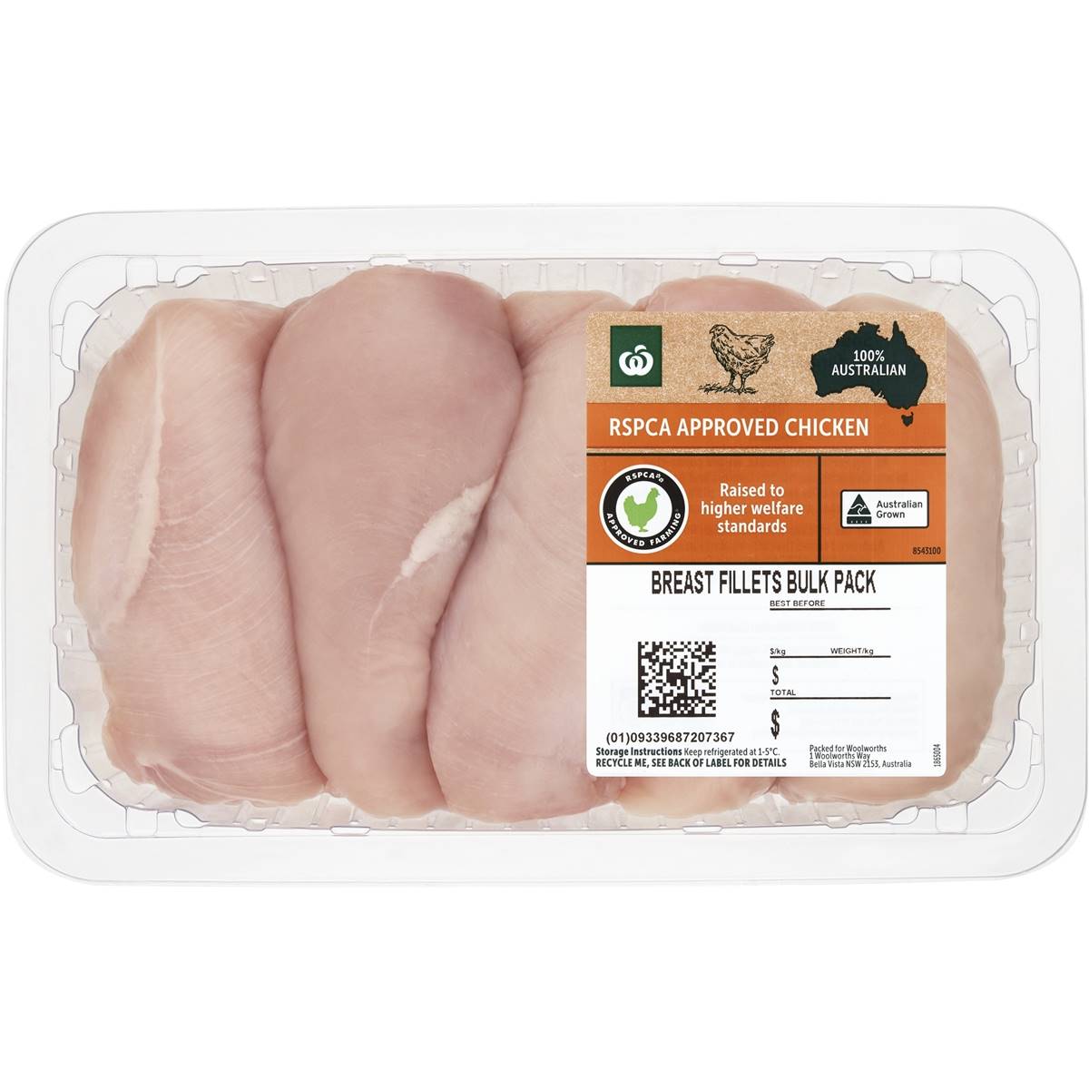Calories in Woolworths Rspca Chicken Breast Fillet