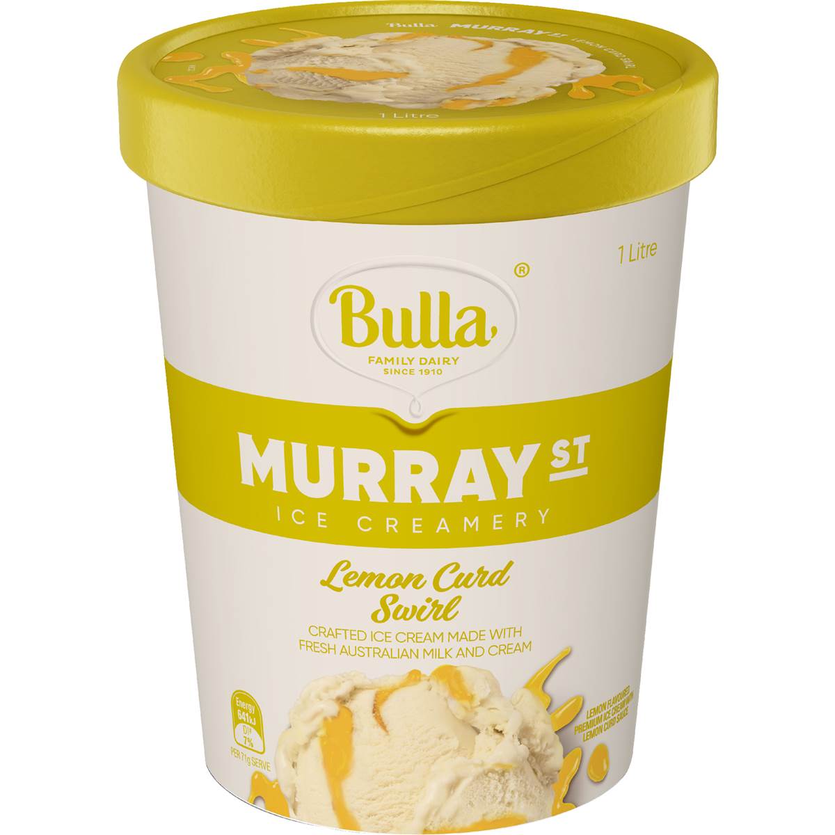 Bulla Murray Street Ice Cream Lemon Curd Swirl Tub 1L