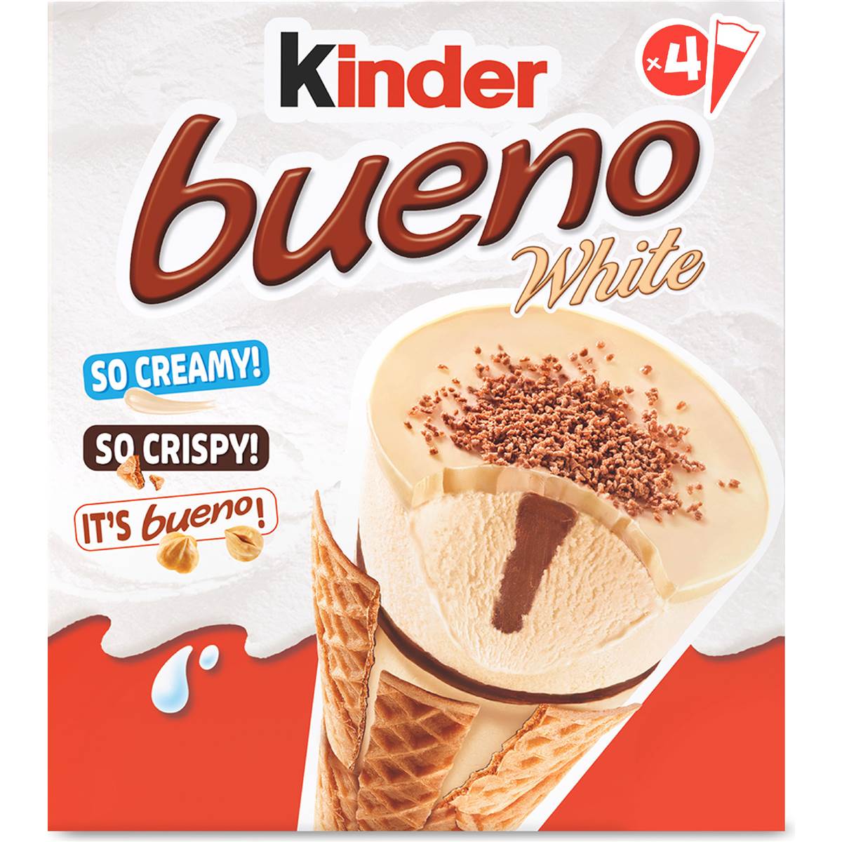 Kinder Bueno White Frozen Dessert Cones 4 pack