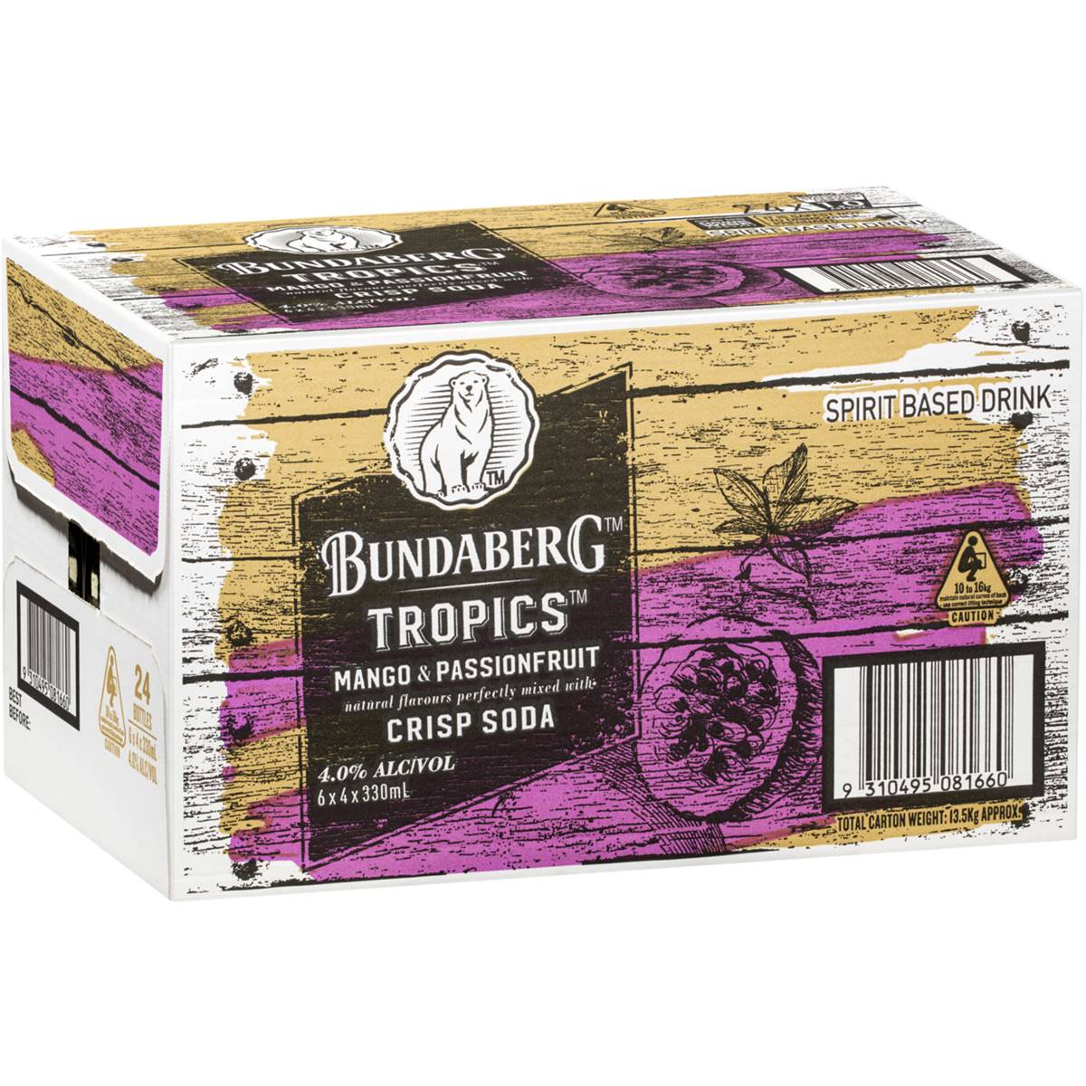 Calories in Bundaberg Tropics Rum Mango & Passionfruit calcount
