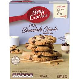 cookie betty mix crocker chocolate chunk milk woolworths dough 485g aunty kath ms 450g