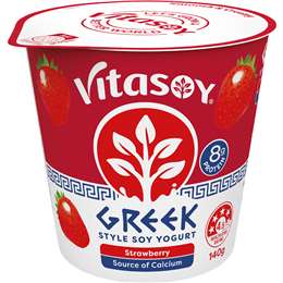 Vitasoy Greek Style Soy Yoghurt Hint Of Strawberry 140g