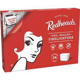Redhead Firelighters 24 Pieces Pop-Out Cubes Foil Sealed Flame Igniters