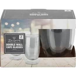 Double Wall Cafe Glasses Grey Assorted
