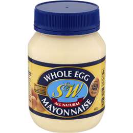 s w mayonnaise whole egg 440g woolworths
