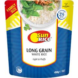 Sunrice Microwave Long Grain White Rice Family 450g Woolworths Image
