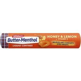 Butter-Menthol Liquid Centres Honey & Lemon Throat Lozenges