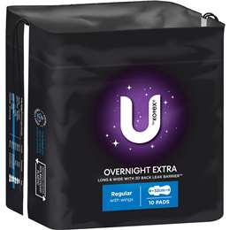 U By Kotex Overnight Pads Extra 10pk Woolworths
