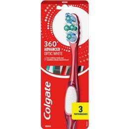 360 Advanced Optic White Medium Toothbrush