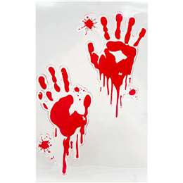 Halloween Window Gel Cling Blood Hands each