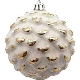 80mm Baubles White Wash