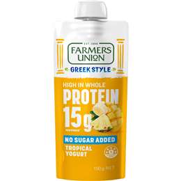 Farmers Union Greek Style High Protein Yoghurt Pouch Tropical 150g
