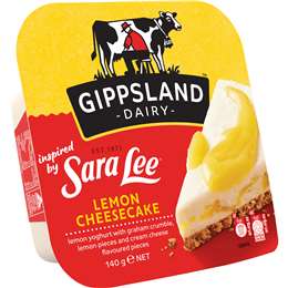 Gippsland Dairy Sara Lee Inspired Yoghurt Lemon Cheesecake Mix In 140g