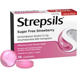 Sore Throat Sugar Free Strawberry Lozenges
