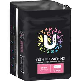Teen Ultrathins Pads Super With Wings