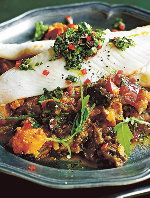 Jamie's Argentine-Style Fish With Caponata & Chimichurri Recipe ...