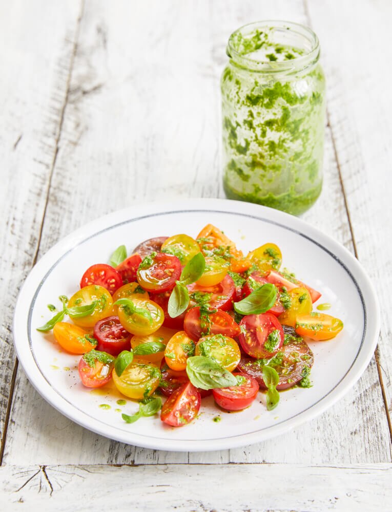 Tomato & Basil Salad With Pesto Dressing Recipe Woolworths