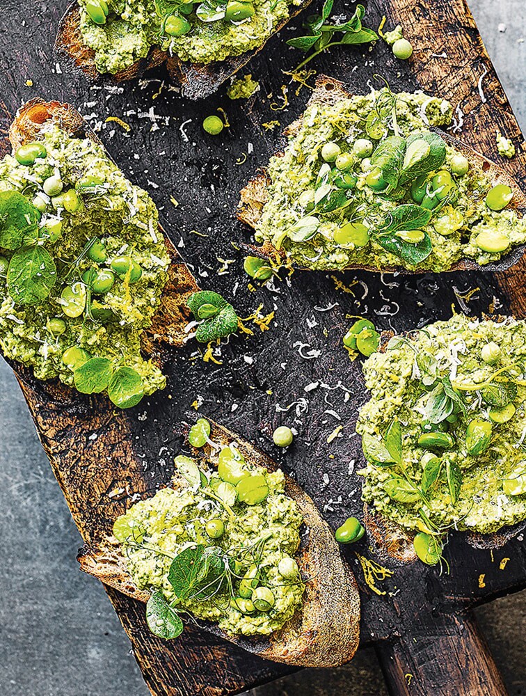 Jamie's Smashed Pea & Broad Bean Crostini Recipe Woolworths