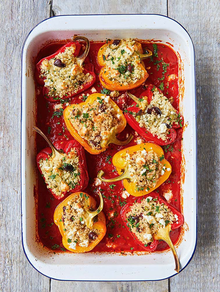 Jamie's Roasted Stuffed Capsicums With Couscous, Olives ...